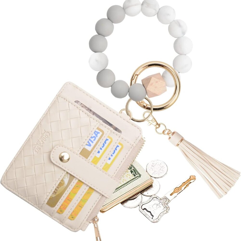 Silicone Bracelet Wristlet Wallet Credit Card Holder RFID,ID Window,Key Ring Tas